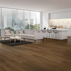 Modern living room with city view