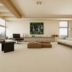 Modern living room with abstract art